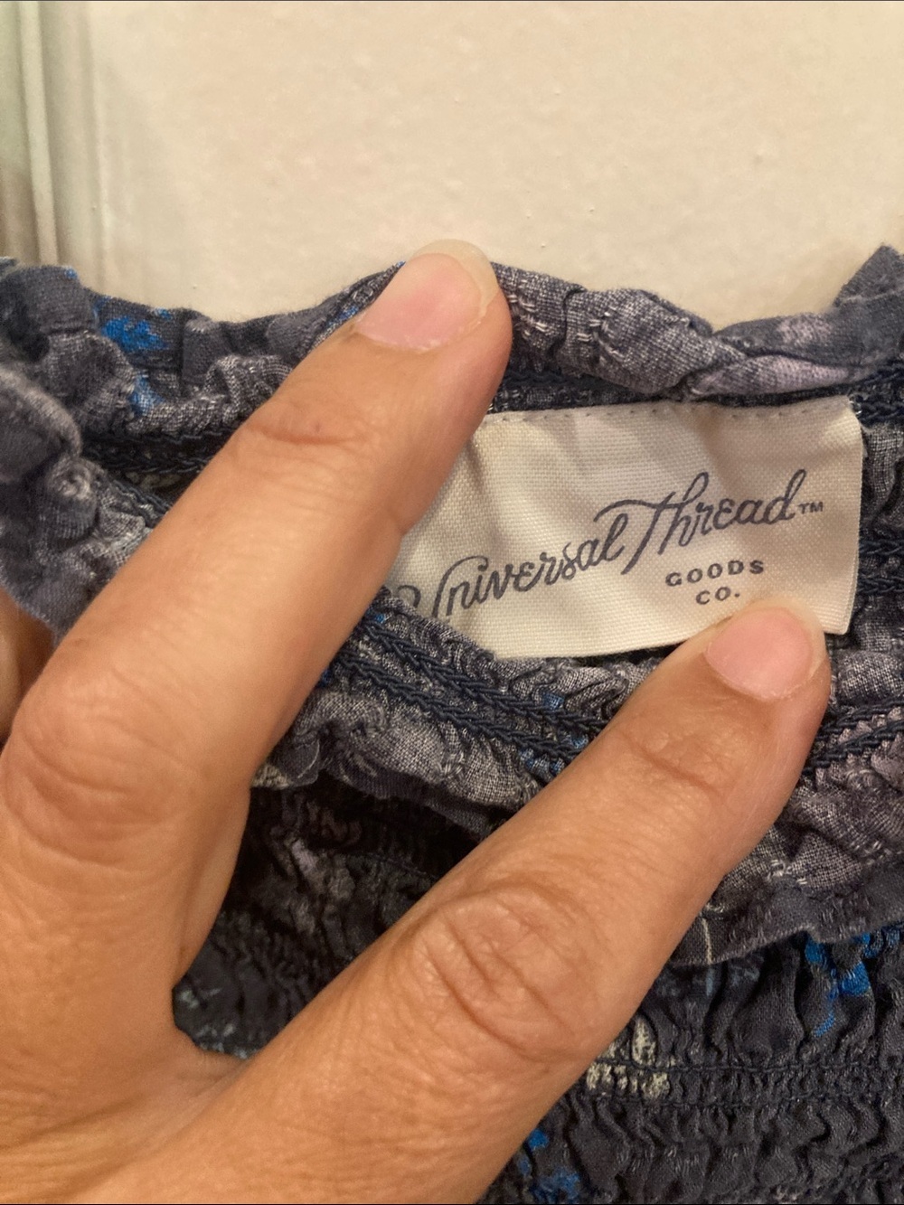 Universal Thread Gray Blue Floral Smocked Tank Top - Picture 3 of 6